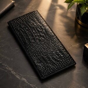 کیف دسته چک چرمی کروکو مشکی ارغوان(1)