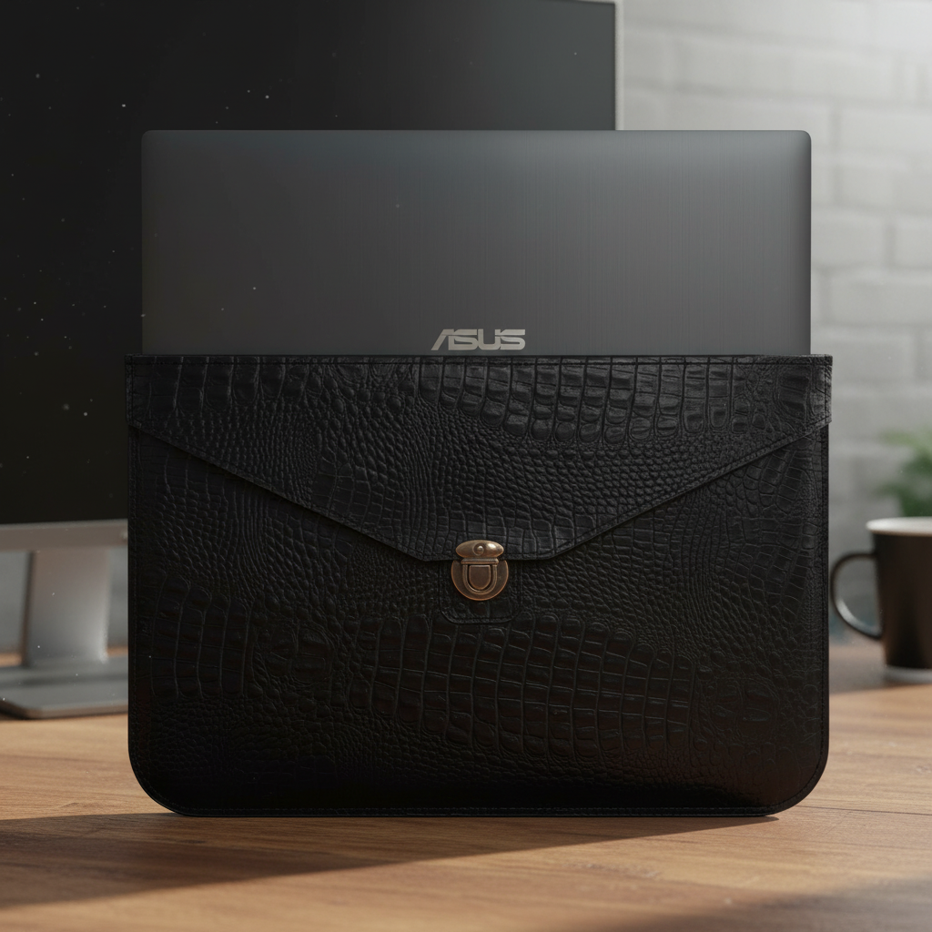 کاور لپ تاپ ایسوس 14 اینچی کروکو مشکی 1 کاور لپ تاپ ایسوس 14 اینچی کروکو مشکی