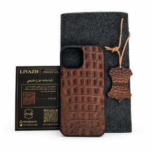 گارد گوشی چرم کروکو نسکافه ای